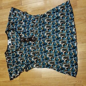 Dressbarn plus crinkle top brown/teal 1X